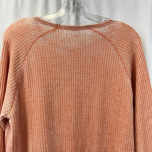 Vanilla Star Women’s Round Neck Long Sleeve Top Gathered Waist Coral Large - Picture 5 of 8